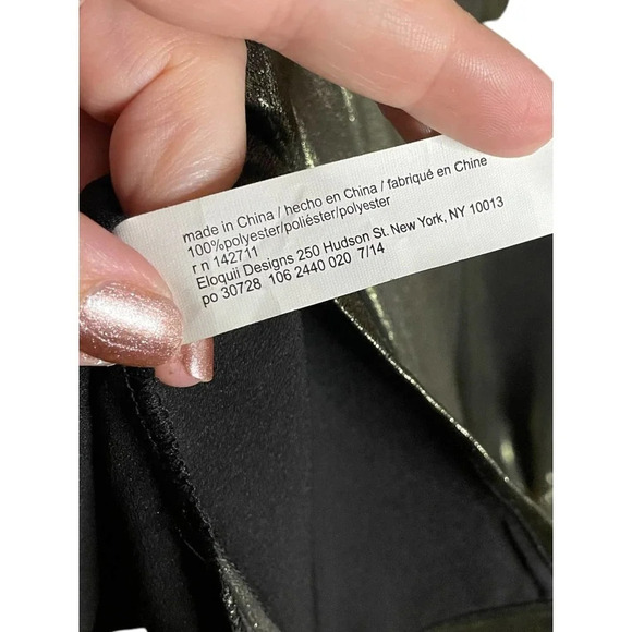 ELOQUII Women's Silver Gold Bronze Metallic Bow Long Sleeve Blouse Size 20 NWT - Picture 6 of 10